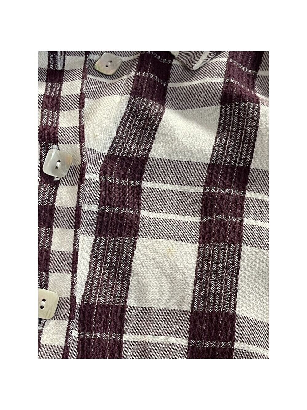 SOFT SURROUNDINGS Button Burgundy White Checked Cotton Rayon 3/4 Sleeve Tunic 1X - Picture 5 of 5